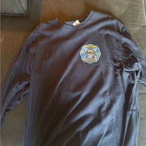 Gildan Navy Blue Long Sleeve Shirt Boston fire department rescue 2